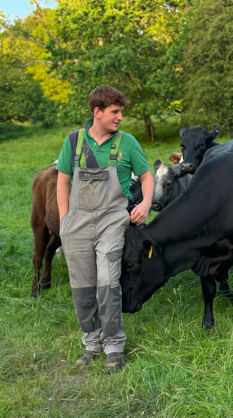 Farmer with native cattle