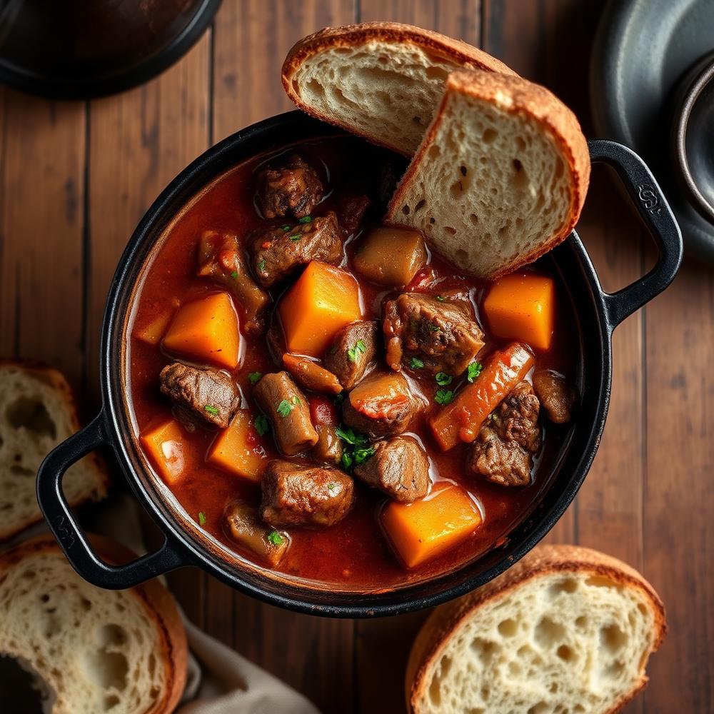 Slow-cooked beef shin stew